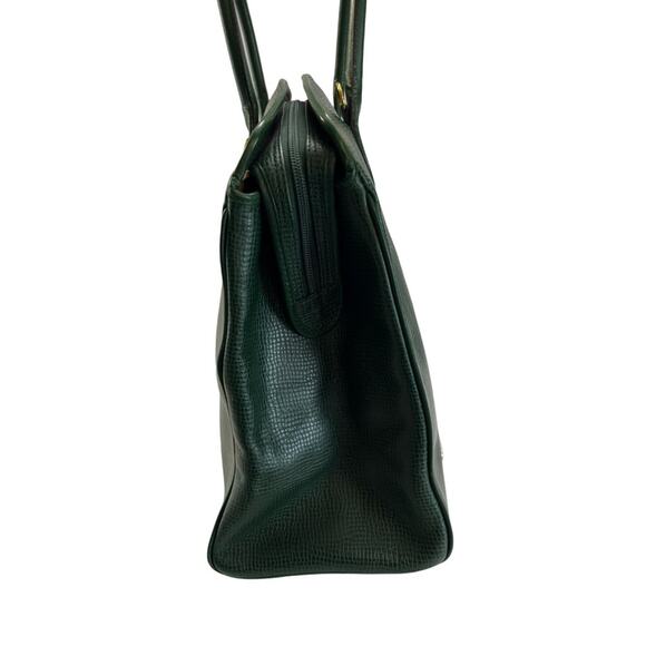 Vintage Christian Dior Green Leather Satchel Bag Gold CD Logo Made In France - Picture 9 of 15